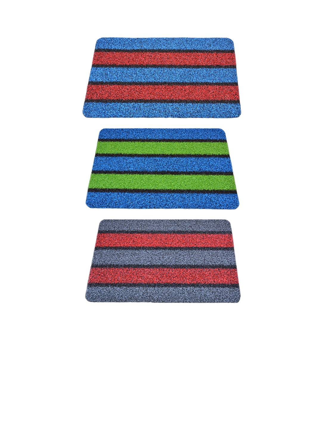 

Athom Living Blue & Red 3 Pieces Striped Anti-Slip Doormats