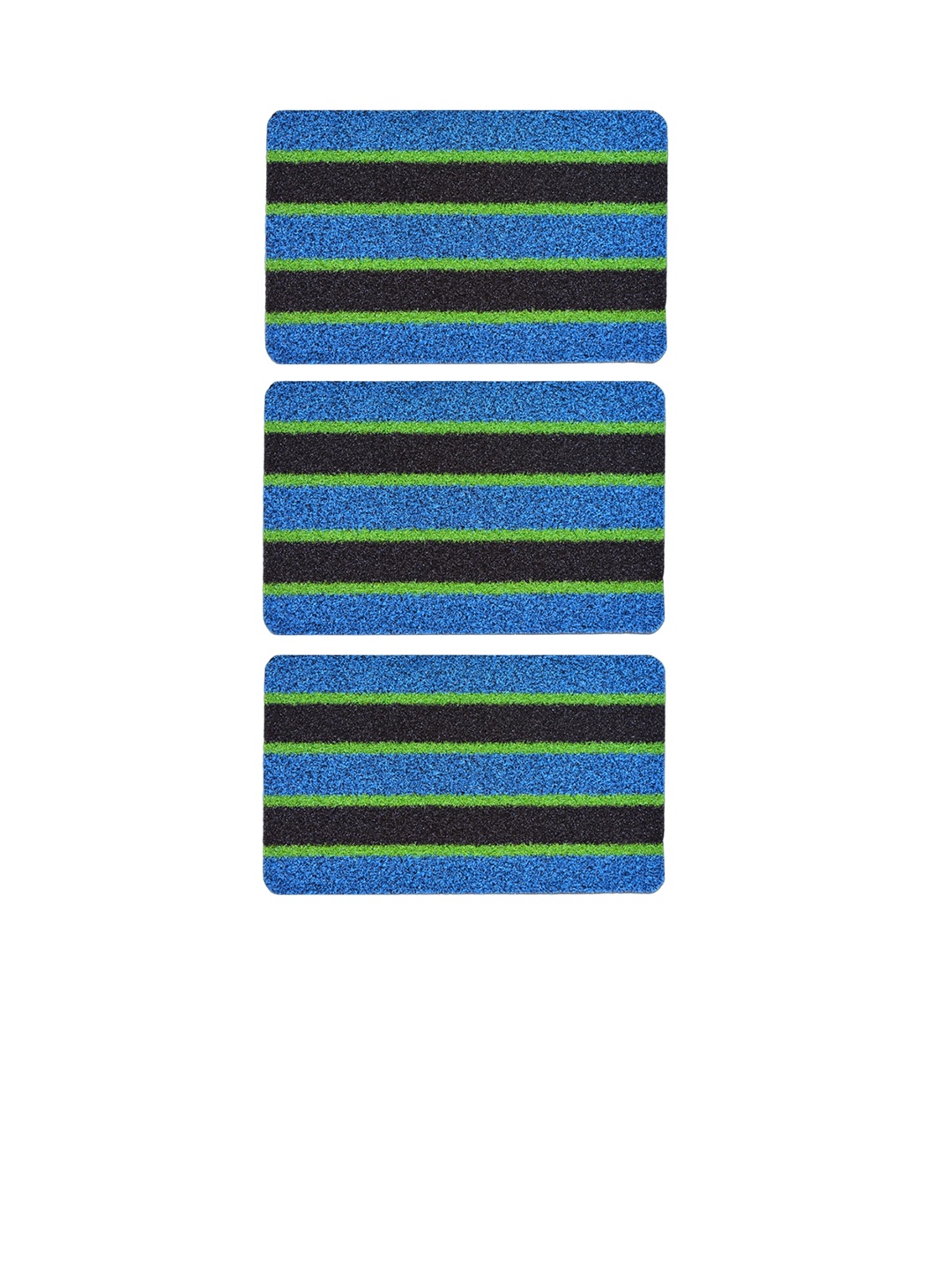 

Athom Living Blue & Black 3 Pieces Striped Anti-Slip Doormats