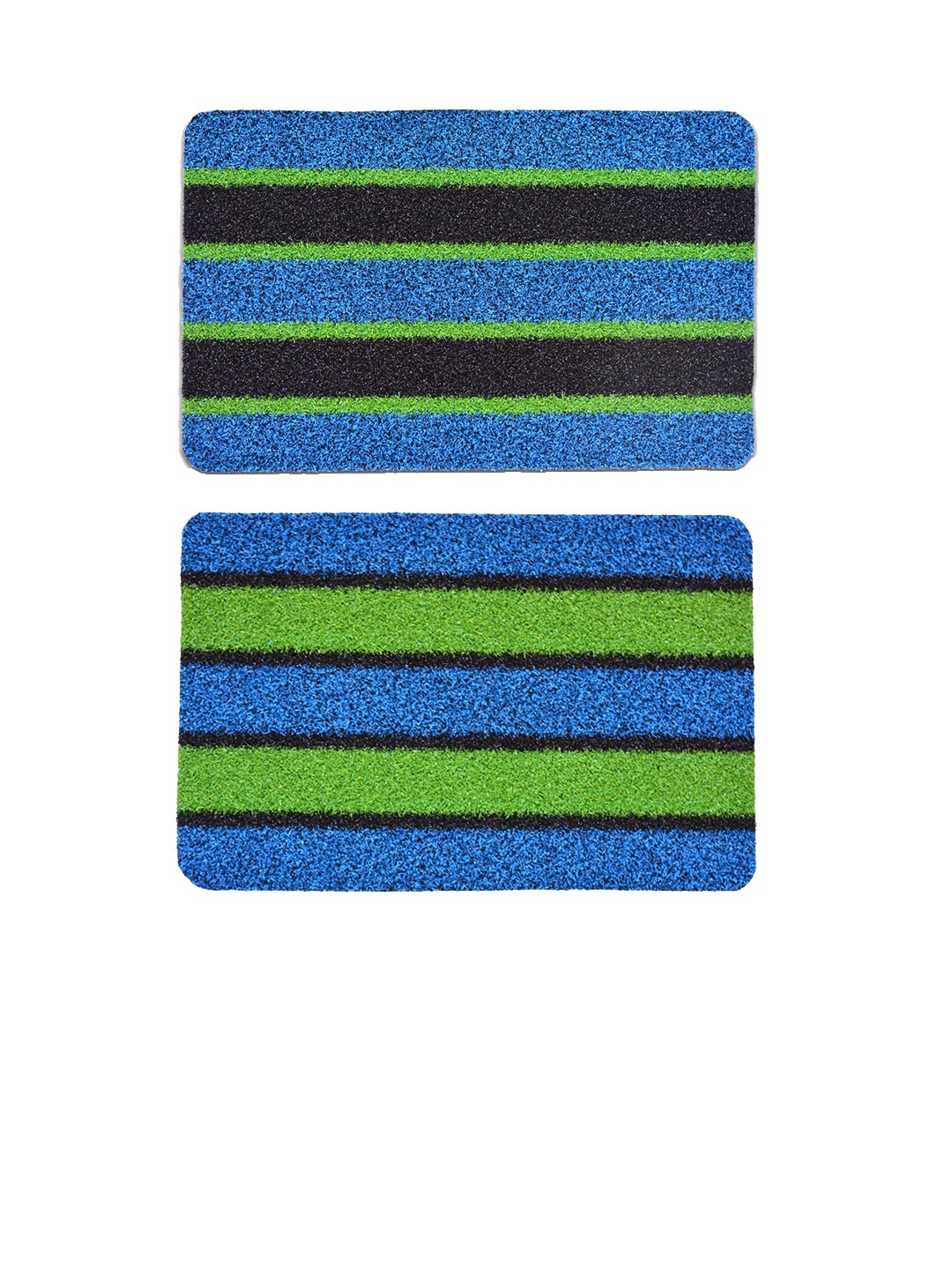 

Athom Living Blue & Green 2-Pieces Striped Anti-Slip Doormats