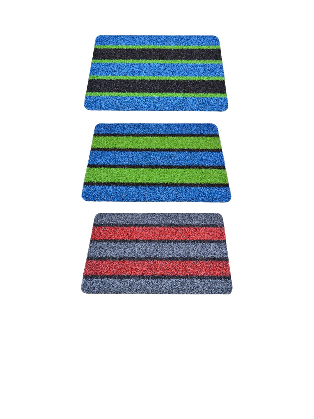 

Athom Living Blue & Red 3 Pieces Striped Elegant Design Premium Anti-Slip Doormats