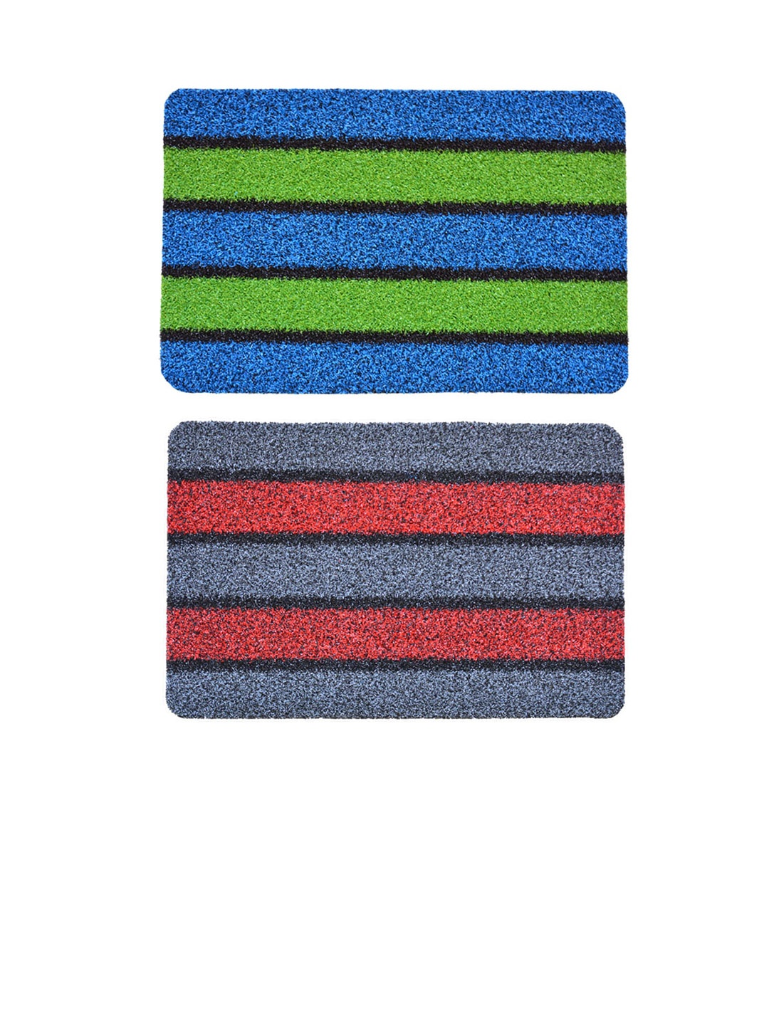 

Athom Living Blue & Red 2 Pieces Striped Elegant Design Premium Anti-Slip Doormats