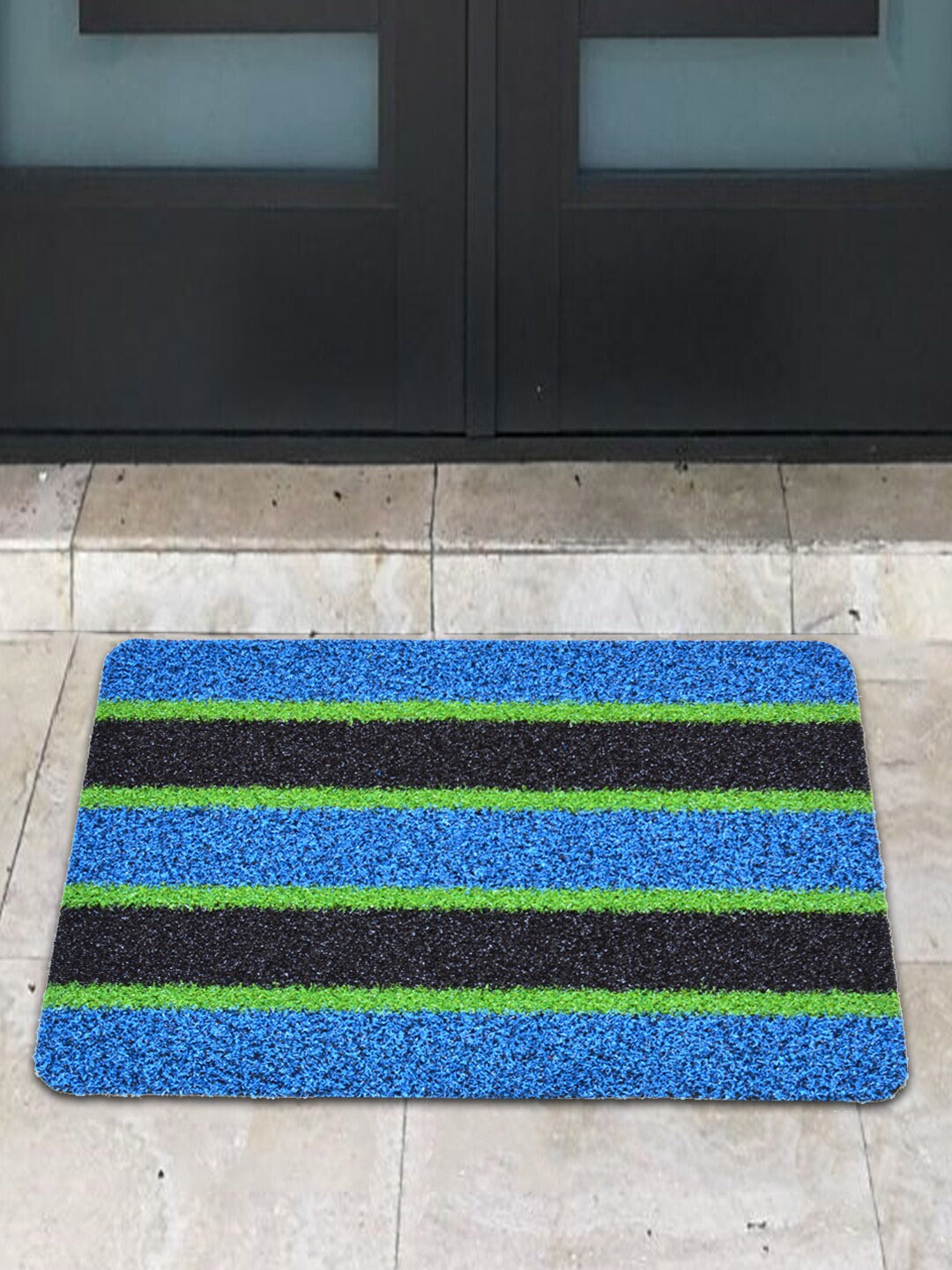 

Athom Living Blue & Black Striped Anti-Slip Doormat