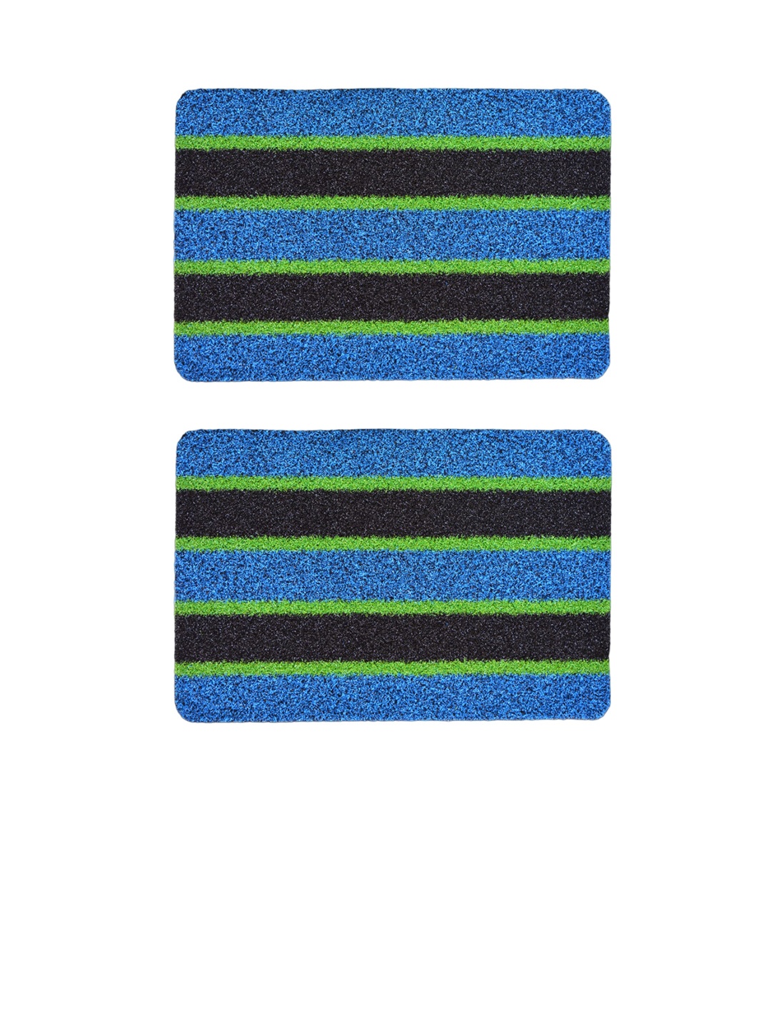 

Athom Living 2 Pcs Blue & Green Striped Anti-Slip Doormats