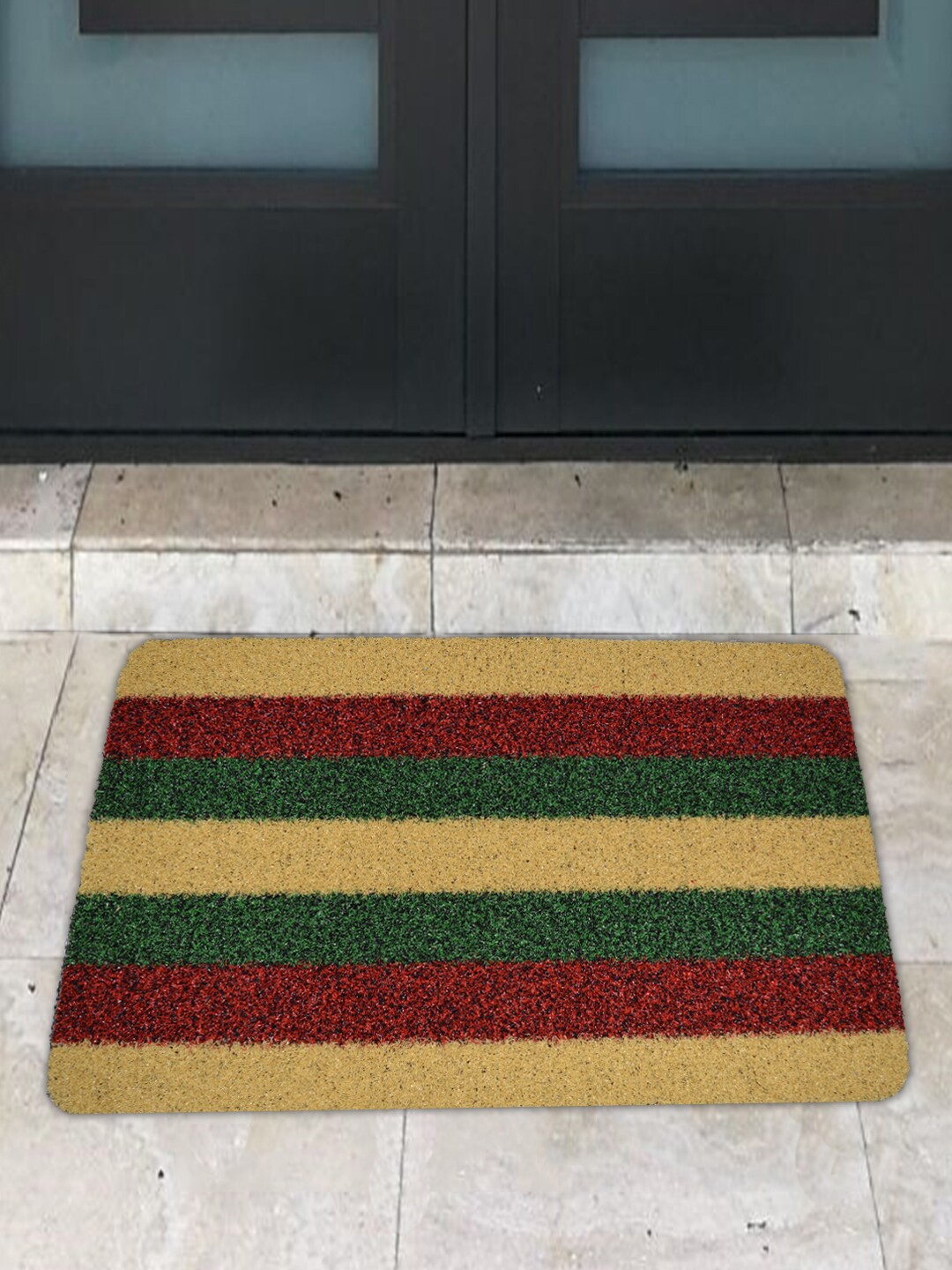 

Athom Living Yellow & Red Striped Elegant Design Premium Anti-Slip Doormat