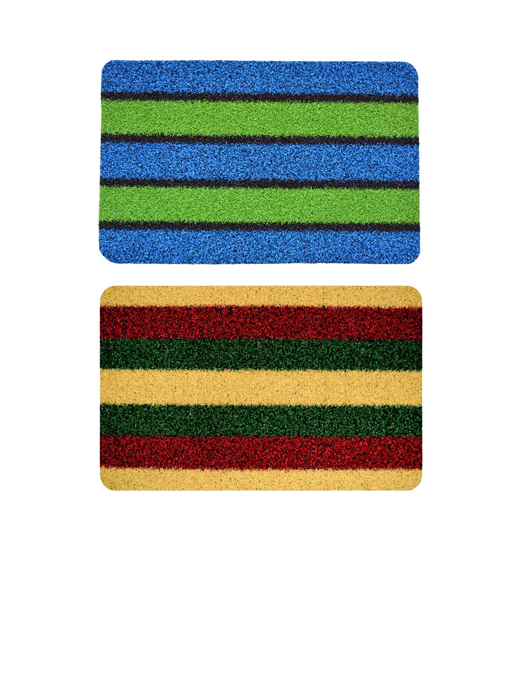 

Athom Living 2 Pcs Blue & Red Striped Anti-Slip Doormats