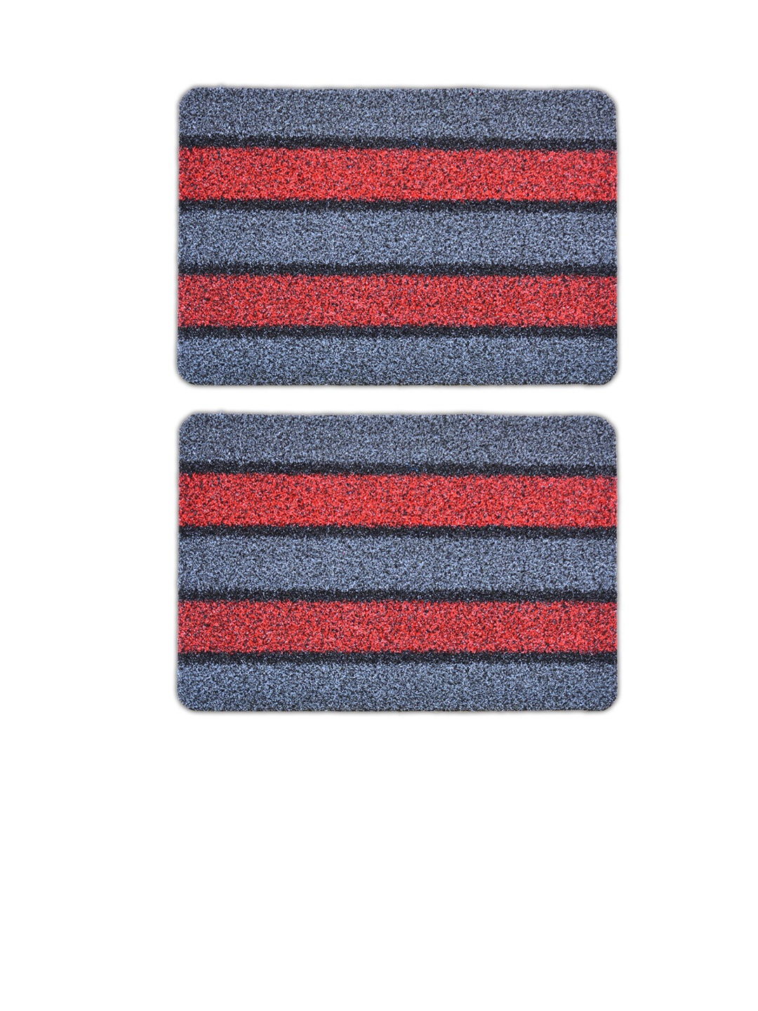 

Athom Living Grey & Red 2 Pieces Striped Anti-Slip Doormats