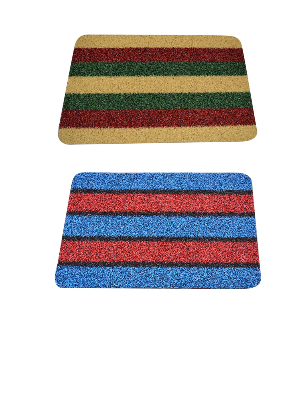 

Athom Living Blue & Red 2-Pieces Striped Anti-Slip Doormats