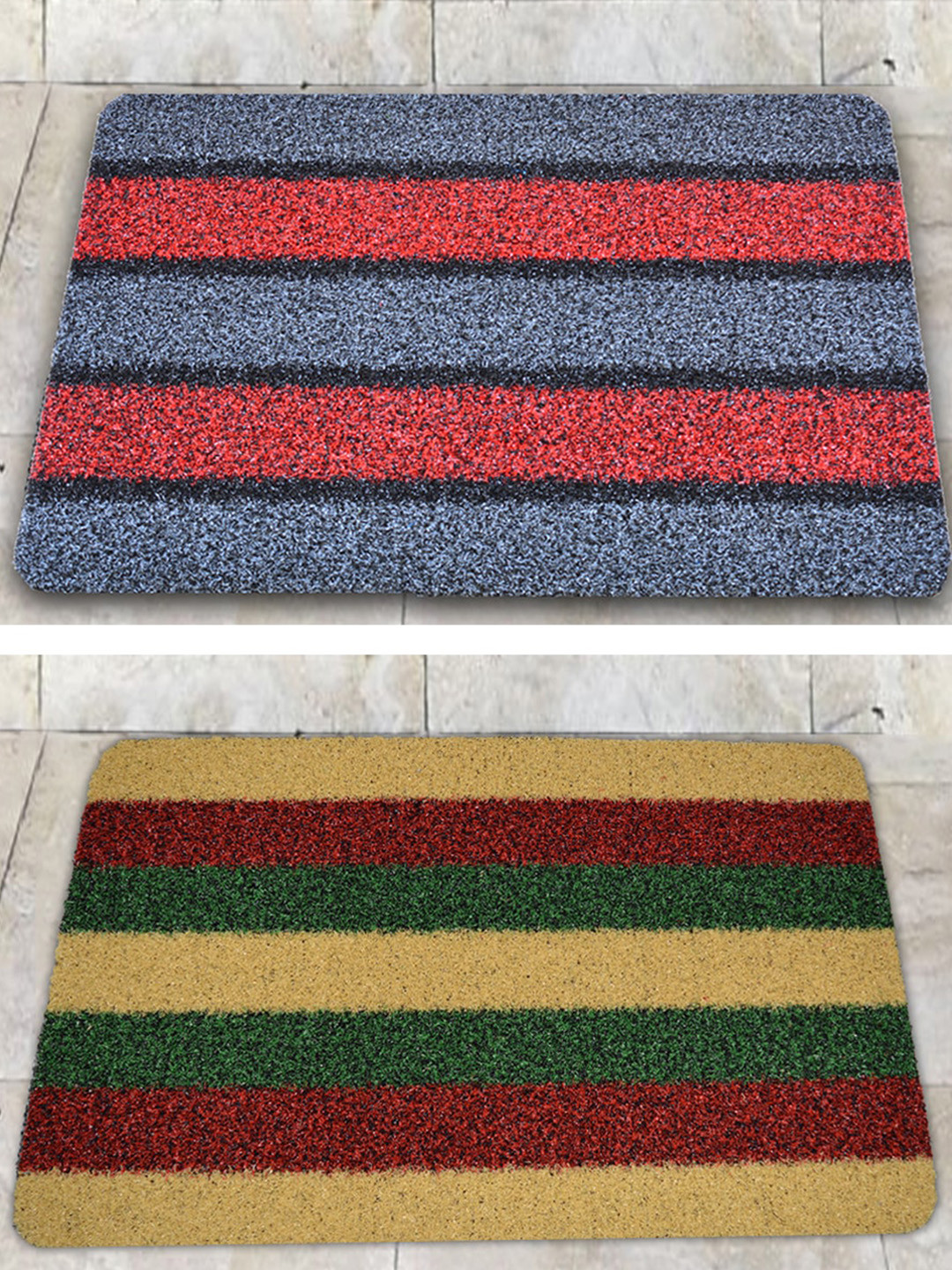 

Athom Living Yellow & Red 2 Pieces Striped Elegant Design Premium Anti-Slip Doormats