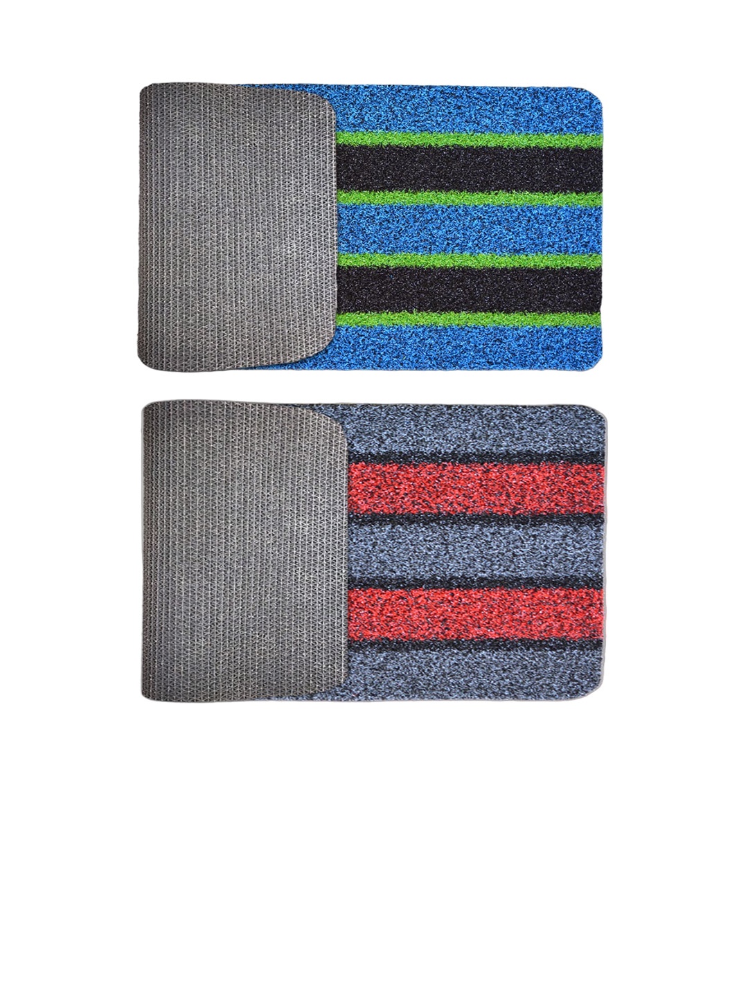 

Athom Living Blue & Red 2 Pieces Striped Elegant Design Premium Anti-Slip Doormats