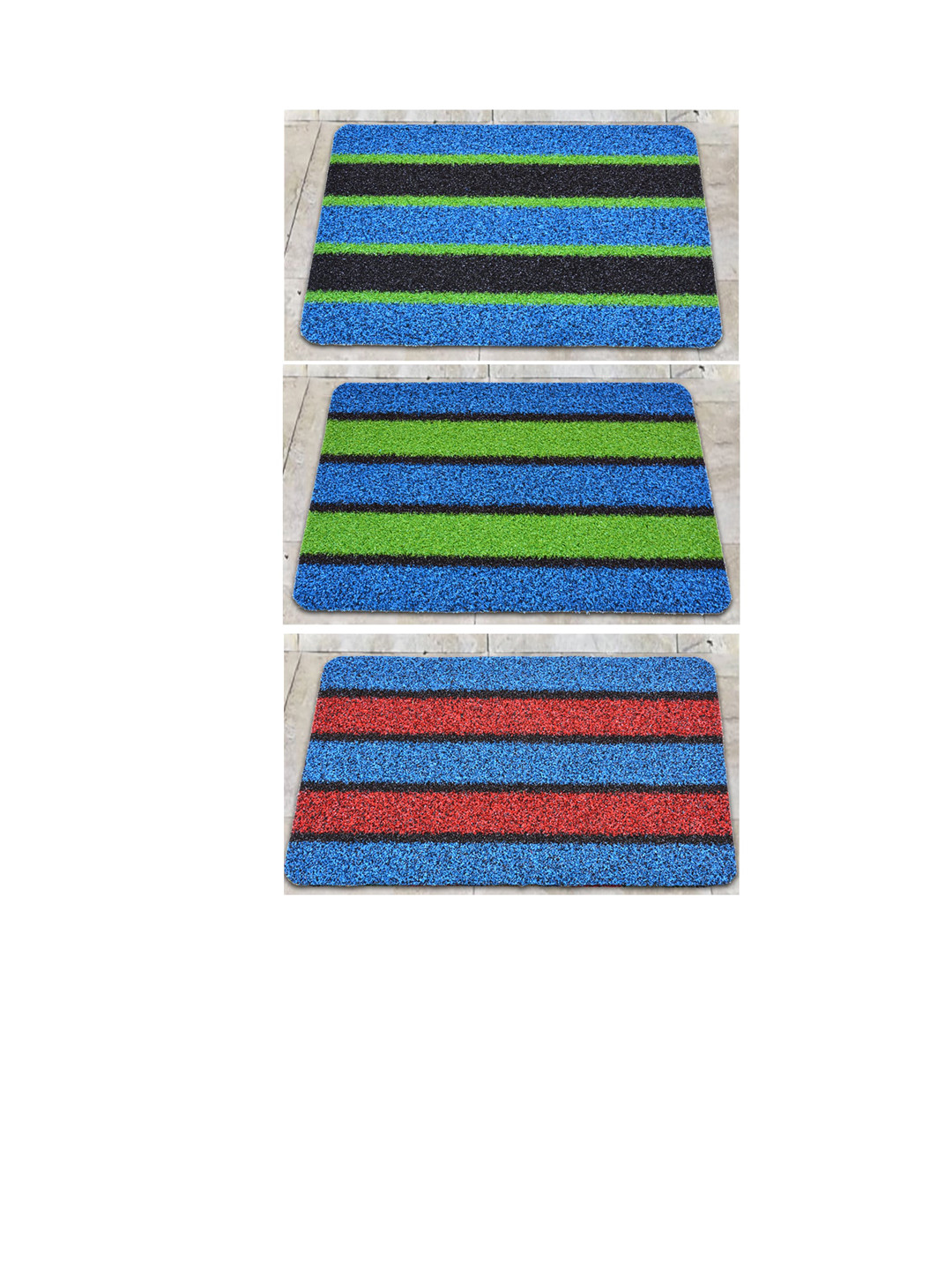 

Athom Living Blue & Green 3 Pieces Striped Anti-Slip Doormats