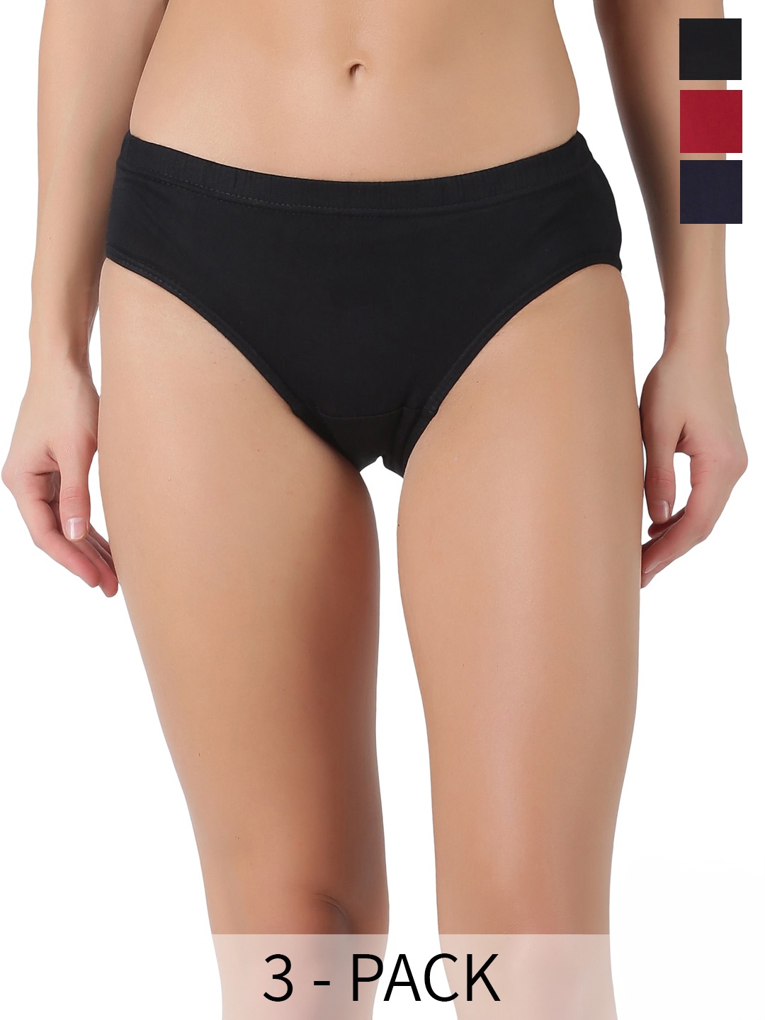 

Dollar Pack Of 3 Assorted Anti Bacterial Cotton Bikini Briefs