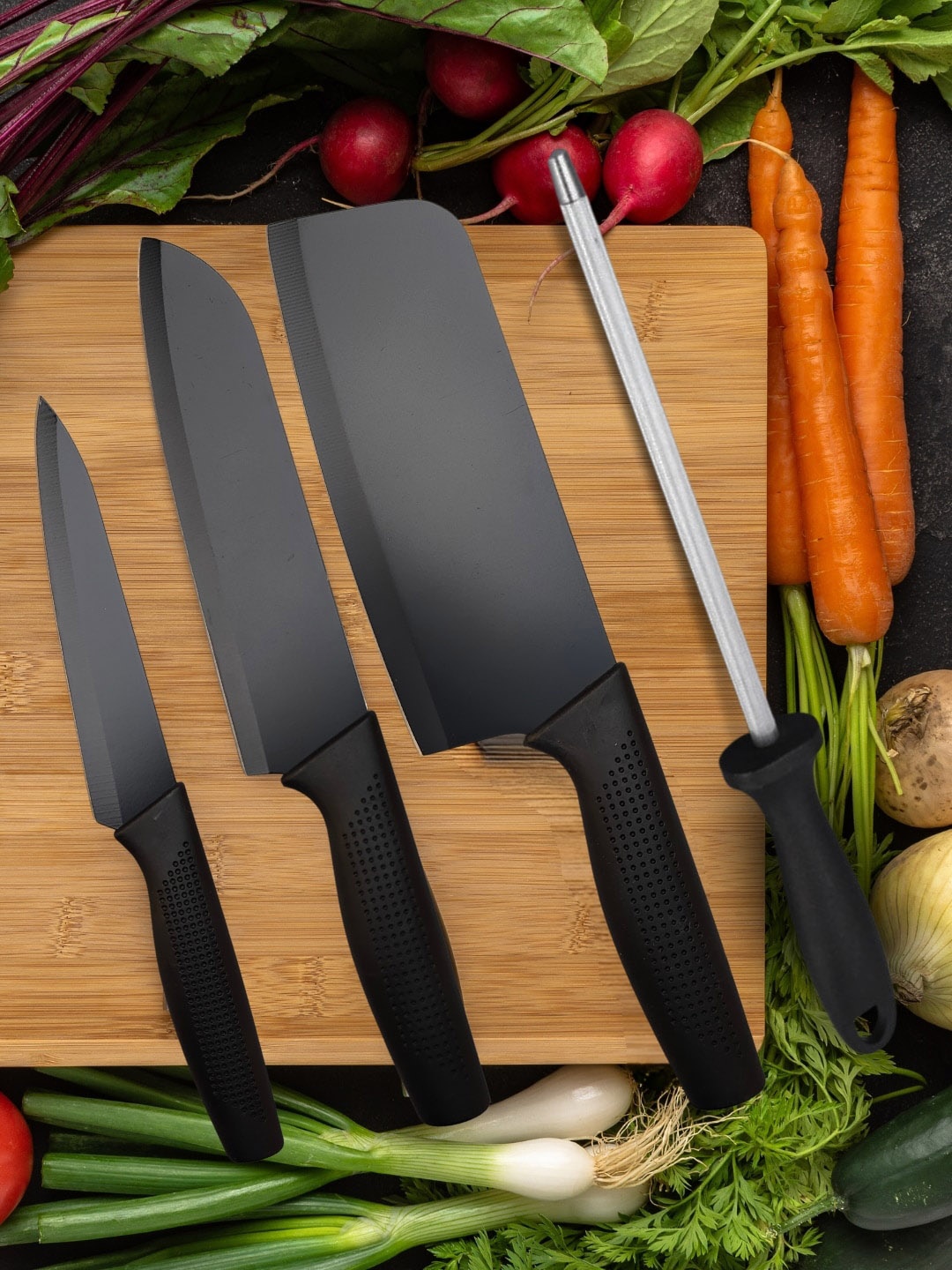 

YELONA Black 4 Pieces Stainless Steel Knife Set