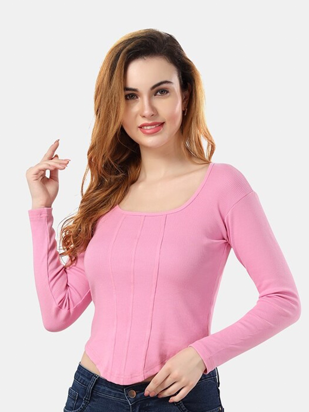 

Fabme Square Neck Cotton Top, Pink