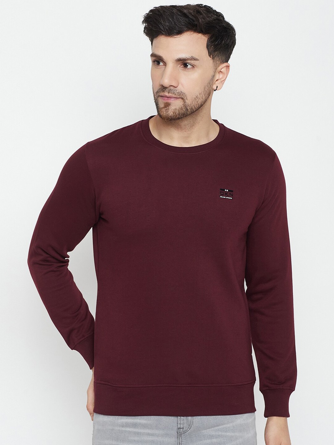 

Okane Round Neck Cotton Sweatshirt, Burgundy