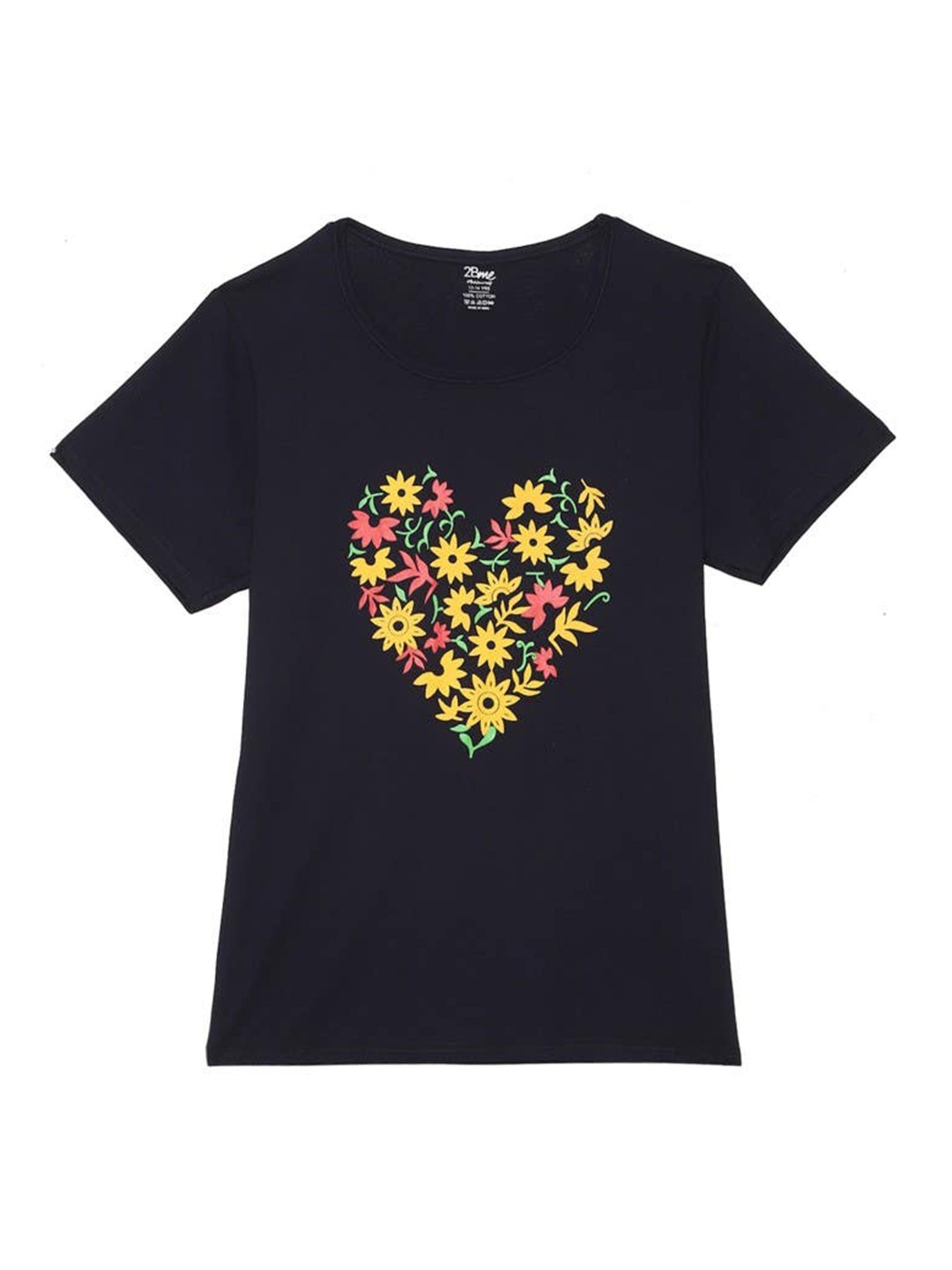 

2Bme Girls Graphic Printed Cotton T-shirt, Navy blue