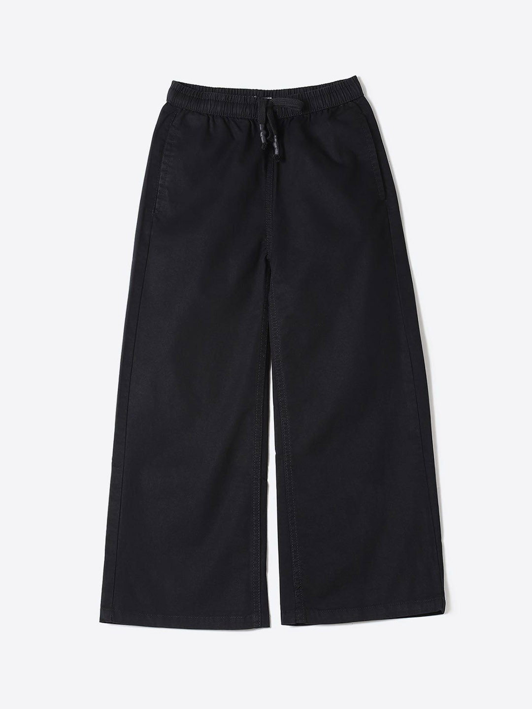 

2Bme Girls Mid-Rise Cotton Parallel Trousers, Black