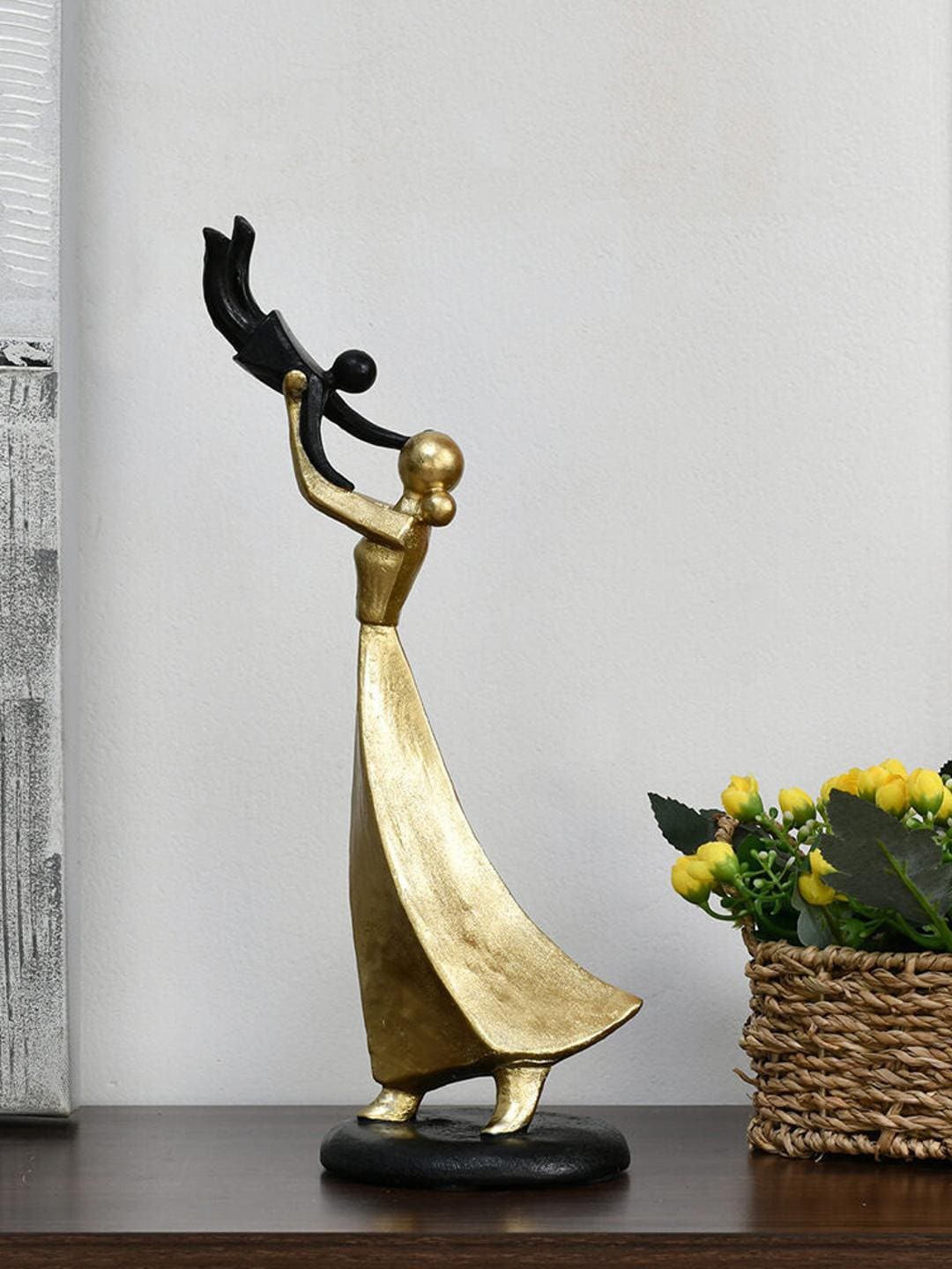 

Athome by Nilkamal Black & Gold Toned Mom Holding Kid Polyresin Showpiece