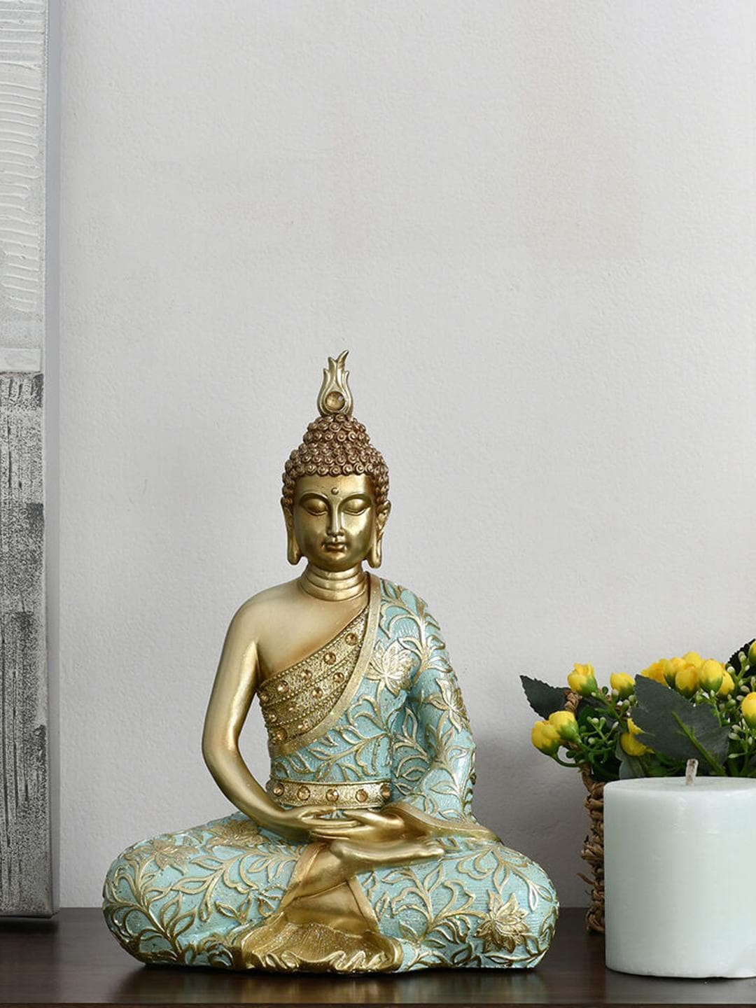 

Athome by Nilkamal Beige & Green Meditating Buddha Showpiece, Gold