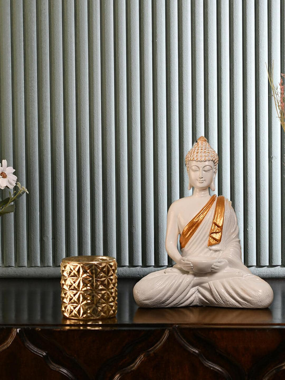 

Athome by Nilkamal White & Beige Buddha Idol Showpiece