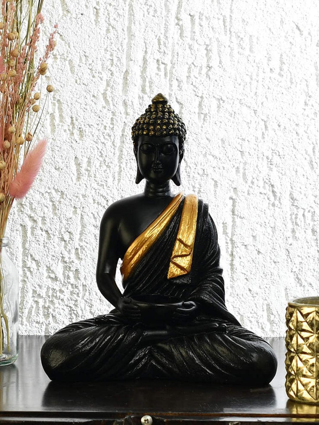 

Athome by Nilkamal Black & Gold Toned Polyresin Bodhisattva Buddha Showpieces