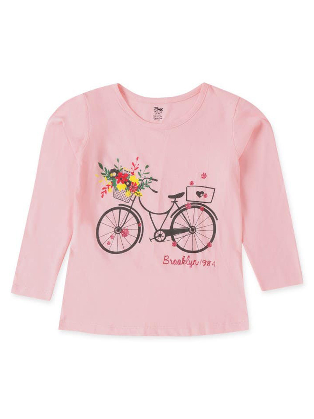 

2Bme Girls Graphic Printed Cotton T-shirt, Pink