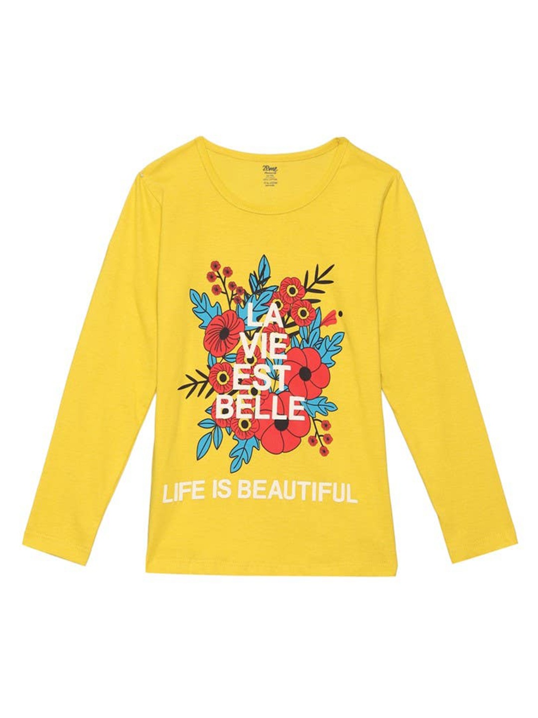 

2Bme Girls Graphic Printed Cotton T-shirt, Yellow