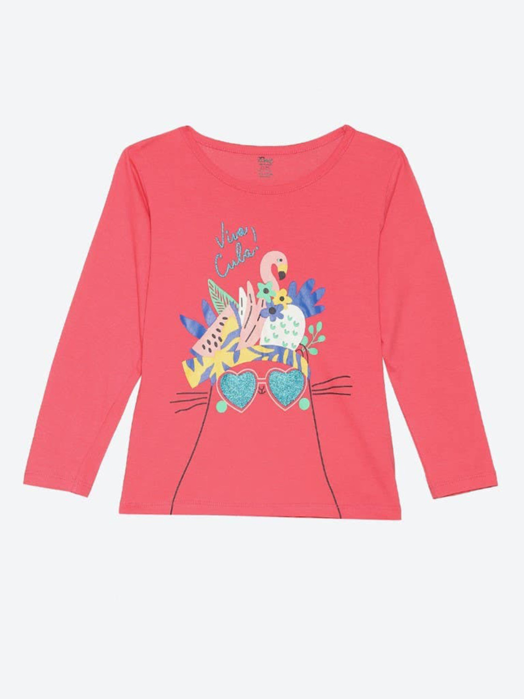 

2Bme Girls Graphic Printed Cotton T-shirt, Pink