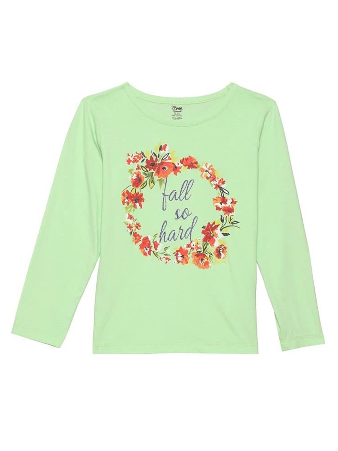 

2Bme Girls Typographic Printed Cotton T-shirt, Green