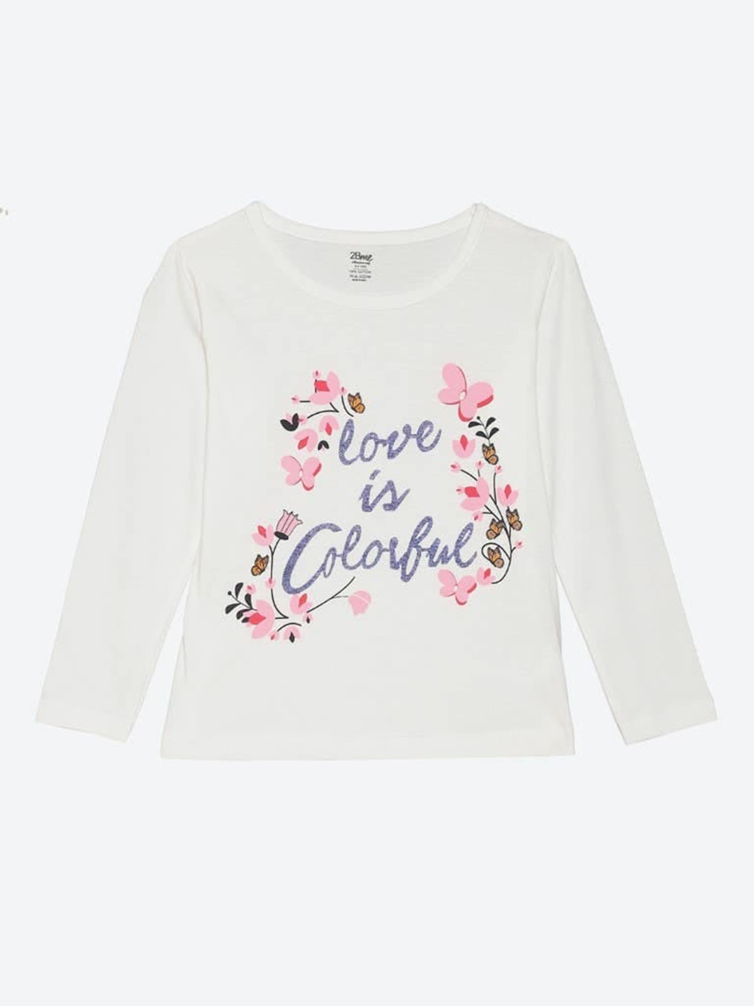 

2Bme Girls Typography Printed Cotton T-shirt, White
