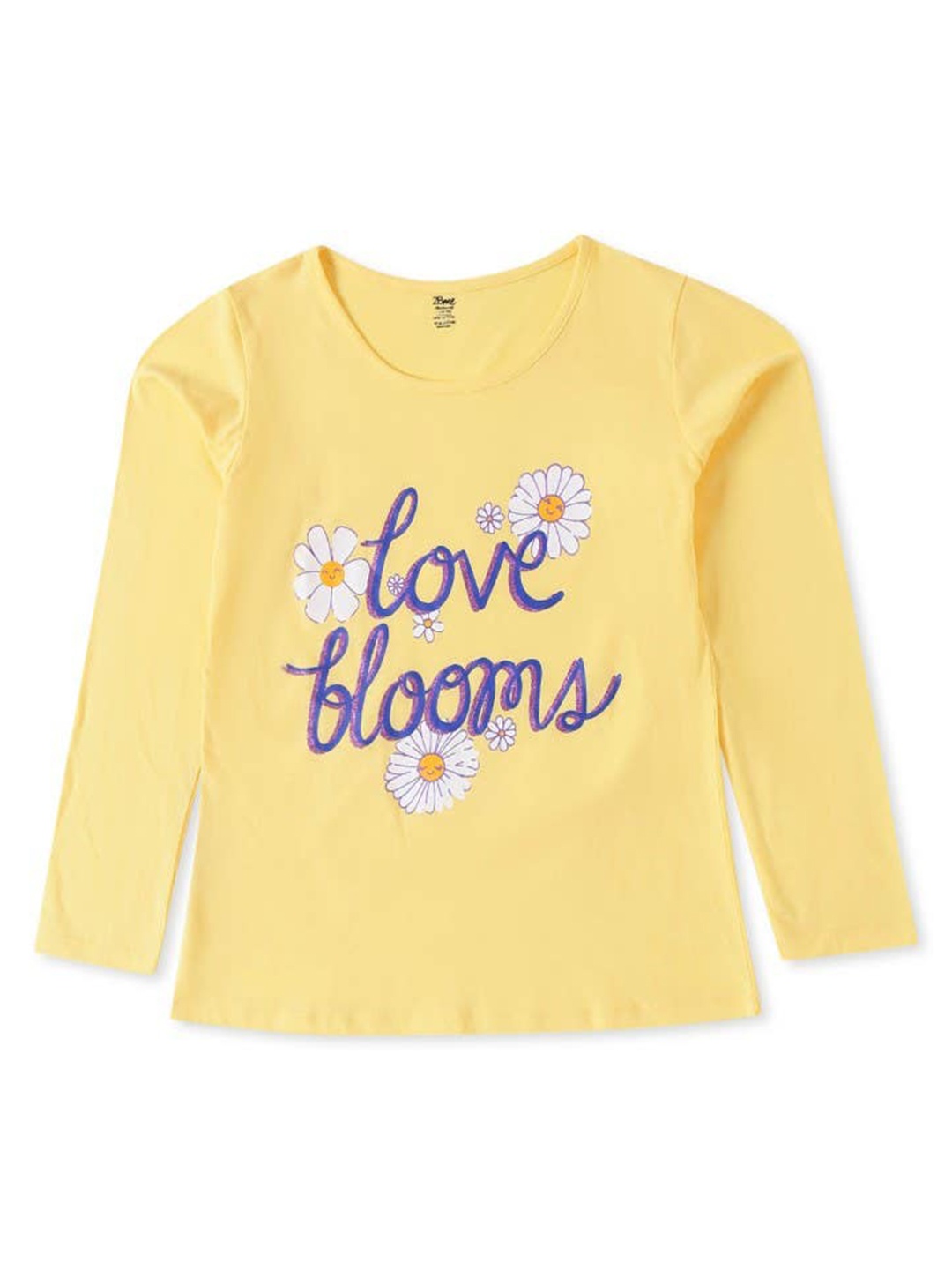 

2Bme Girls Typography Printed Cotton T-shirt, Yellow