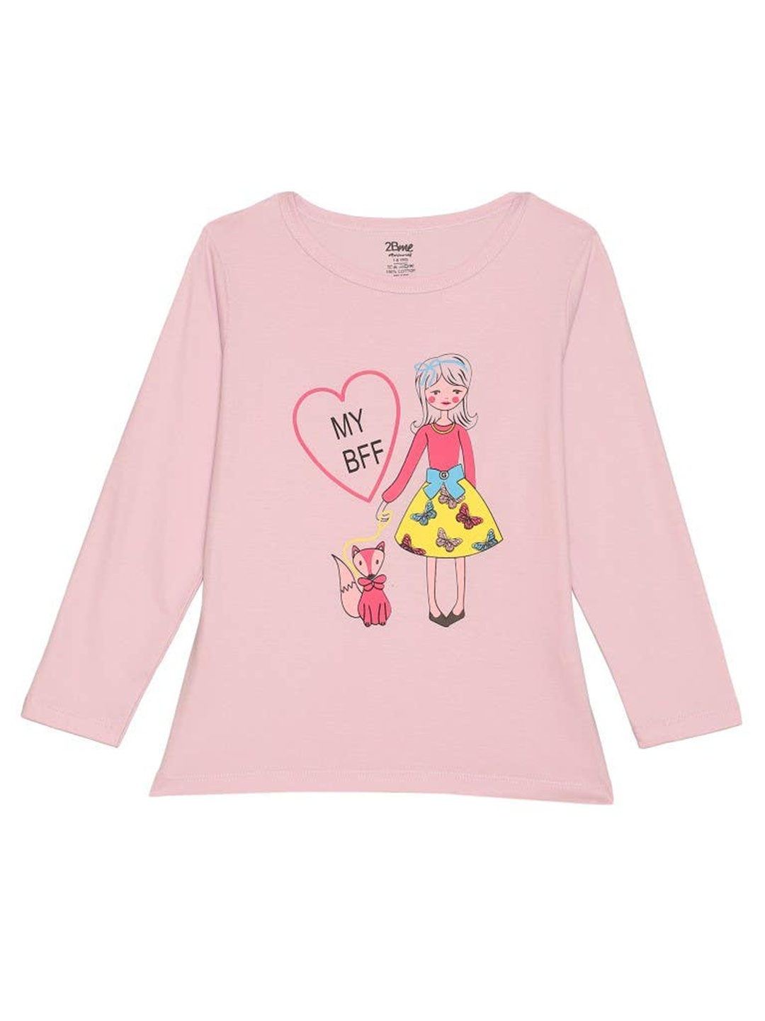 

2Bme Girls Graphic Printed Cotton T-Shirt, Pink