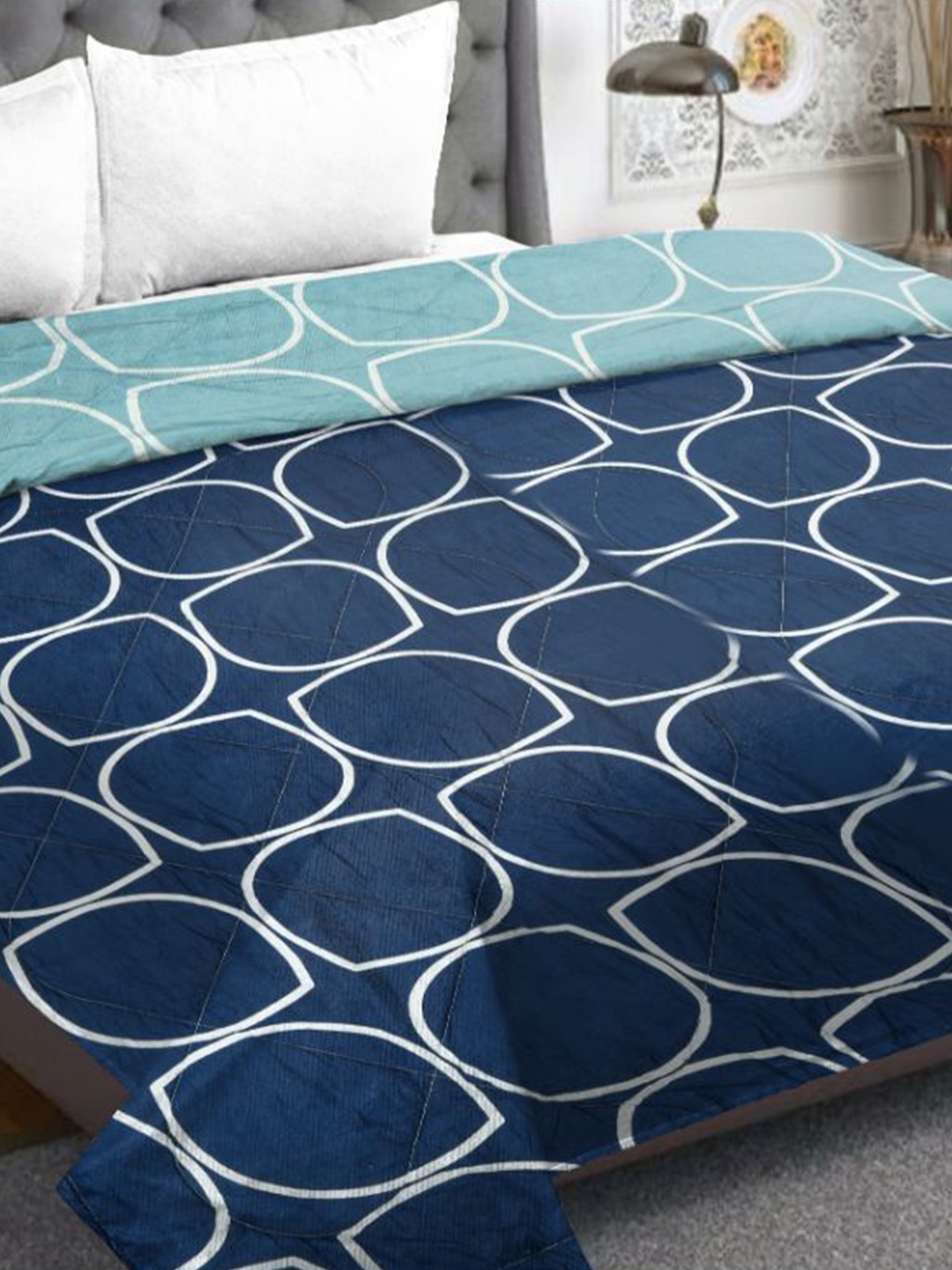 

RRC Blue Geometric Microfiber Mild Winter 200 GSM Double Bed Comforter