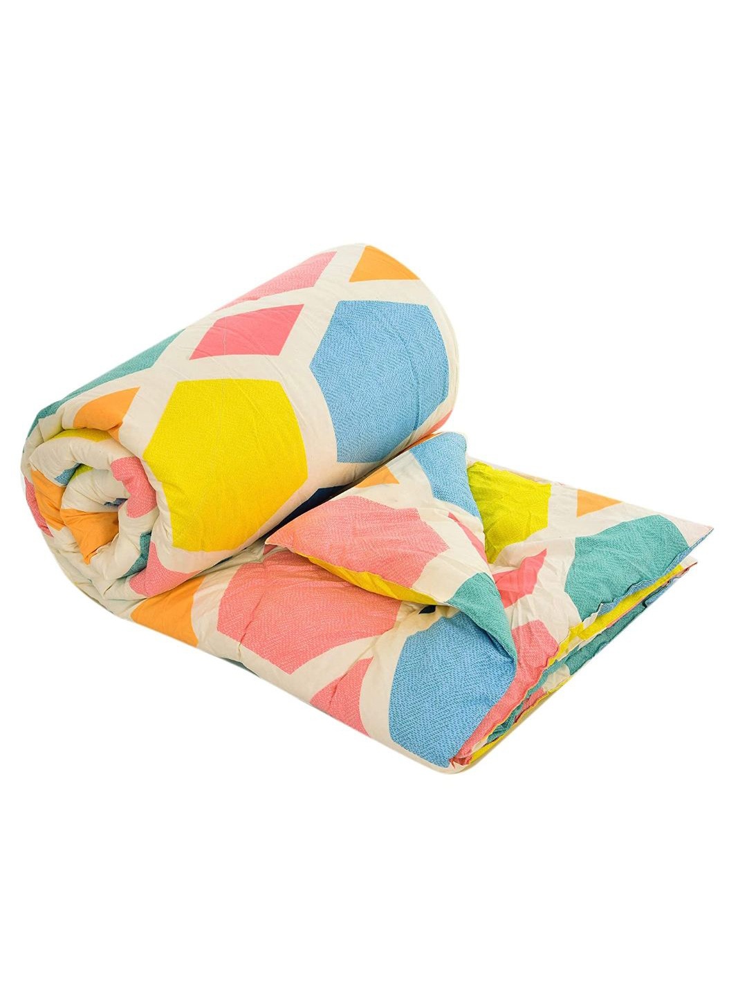 

RRC Pink & Blue Geometric Microfiber Mild Winter Single Bed Comforter
