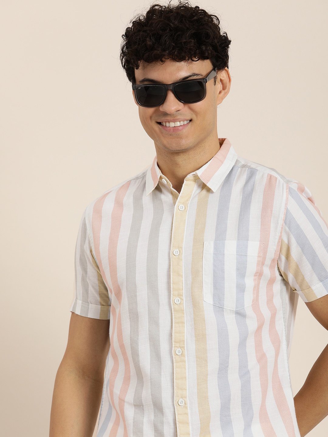 

HERE&NOW Men Slim Fit Striped Casual Shirt, Multi