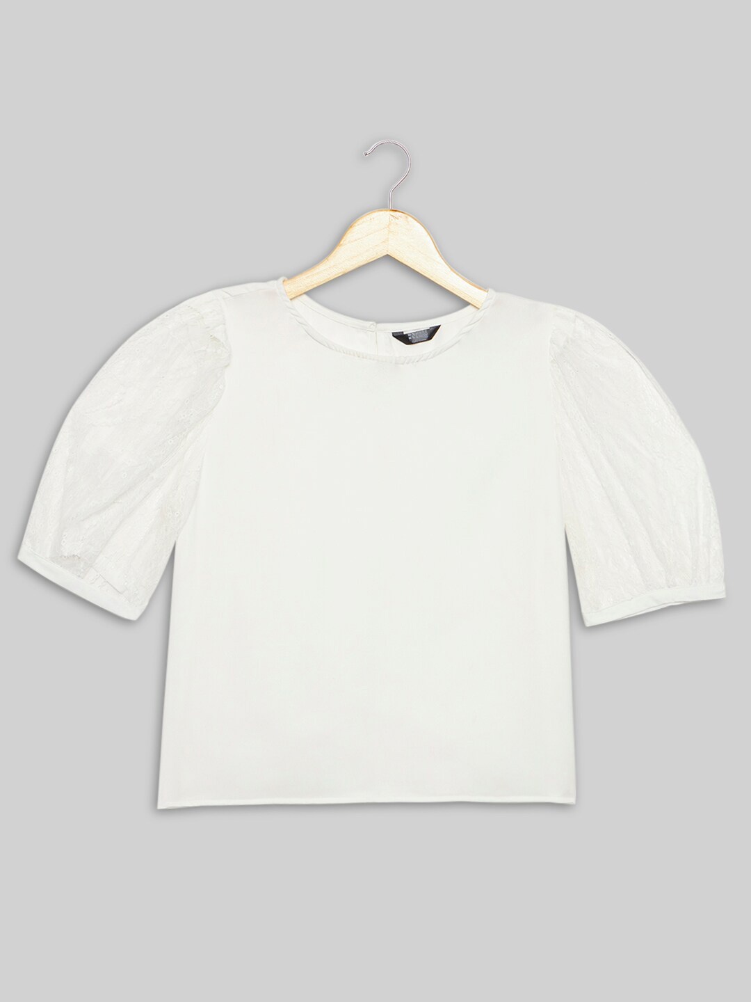 

HERE&NOW Girls Puff Sleeves Top, White
