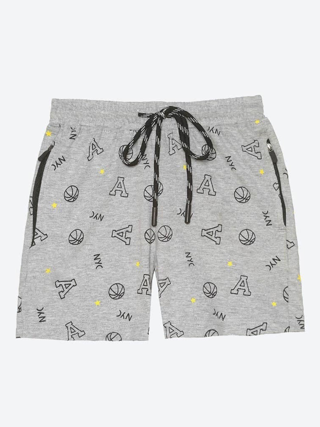 

2Bme Boys Typography Printed Mid-Rise Cotton Shorts, Grey