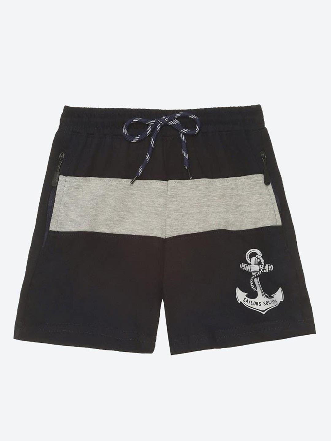 

2Bme Boys Colourblocked Mid-Rise Cotton Shorts, Navy blue