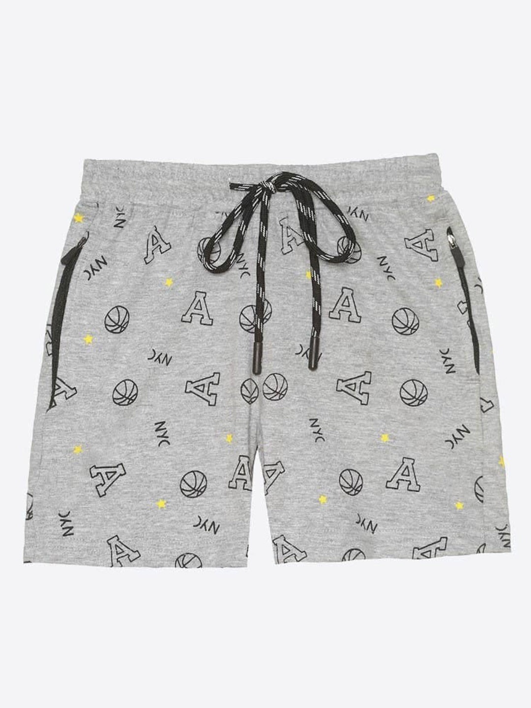 

2Bme Boys Conversational Printed Cotton Shorts, Grey
