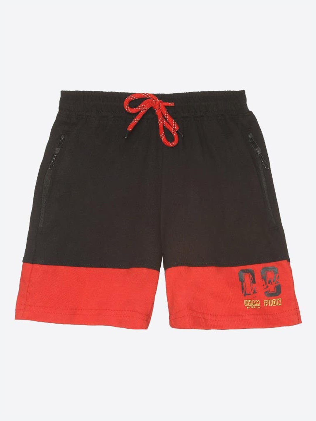 

2Bme Boys Colourblocked Mid-Rise Cotton Shorts, Black