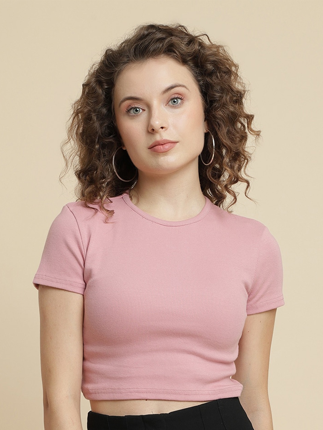 

UnaOne Slim Fit Cropped T-shirt, Peach