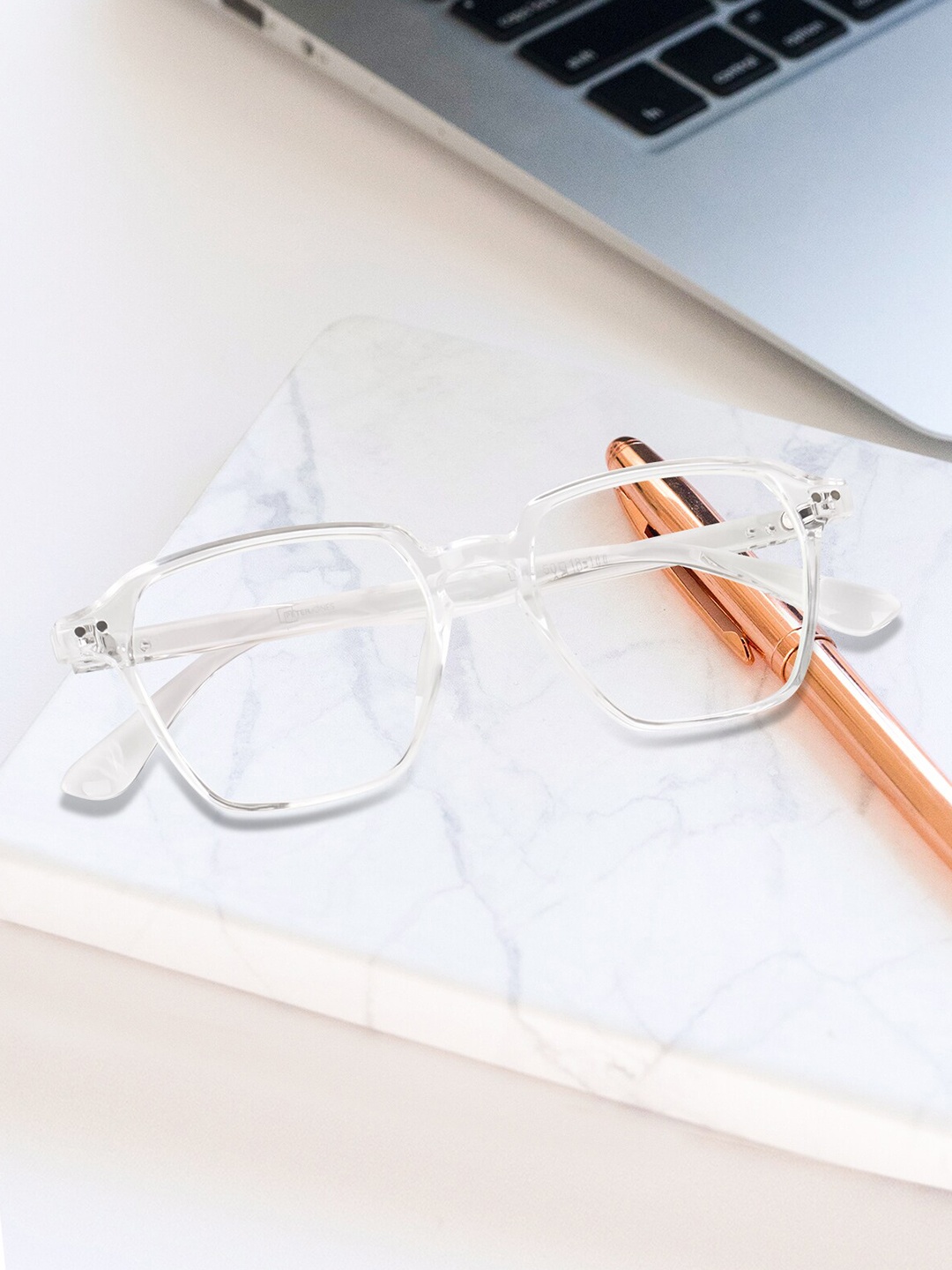 

Peter Jones Eyewear Unisex Full Rim Square Frames With Anti Glare Lenses, White