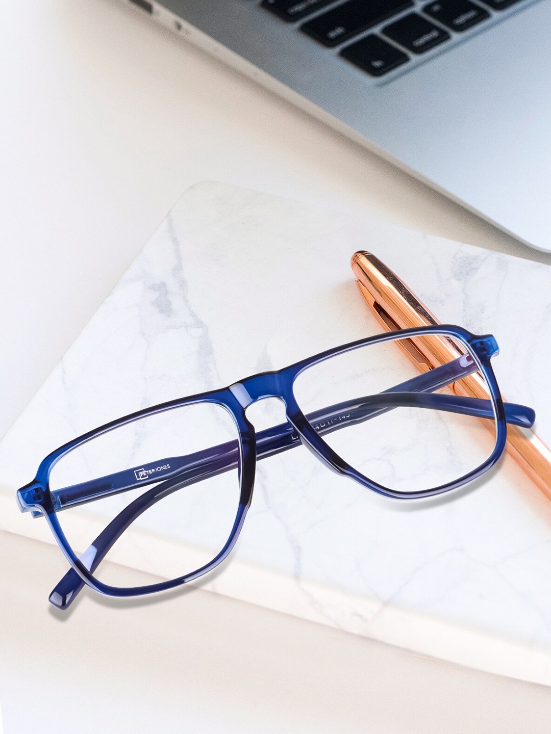 

Peter Jones Eyewear Unisex Full Rim Square Frames, Blue