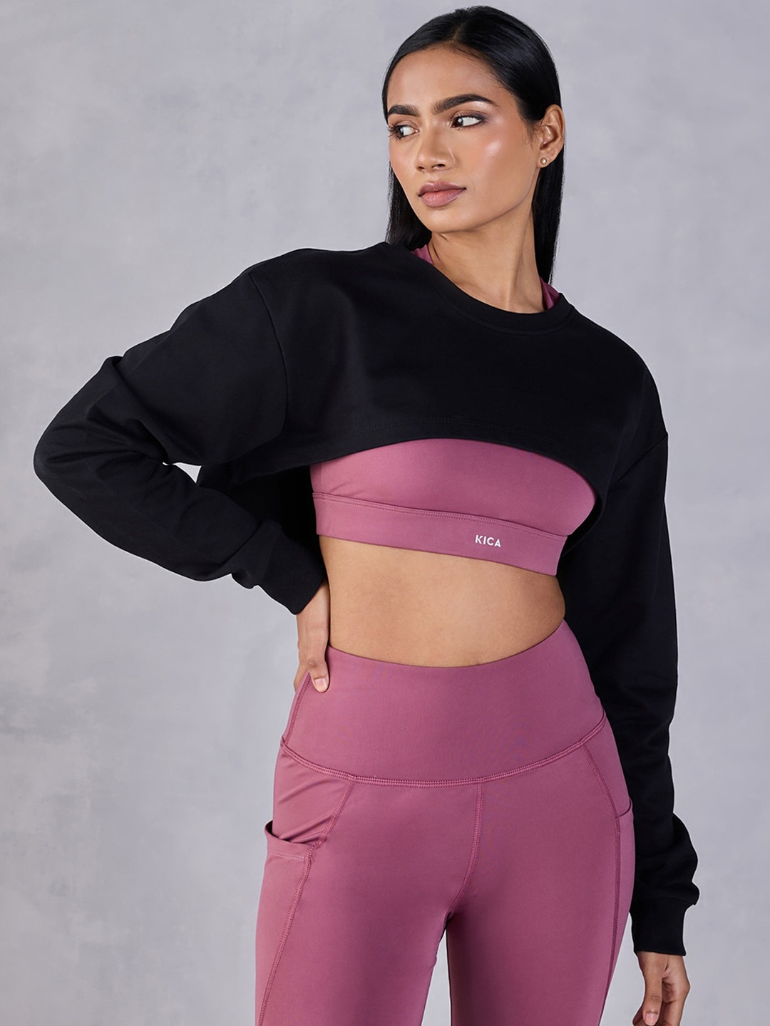 

KICA Cropped Cotton Pullover, Black