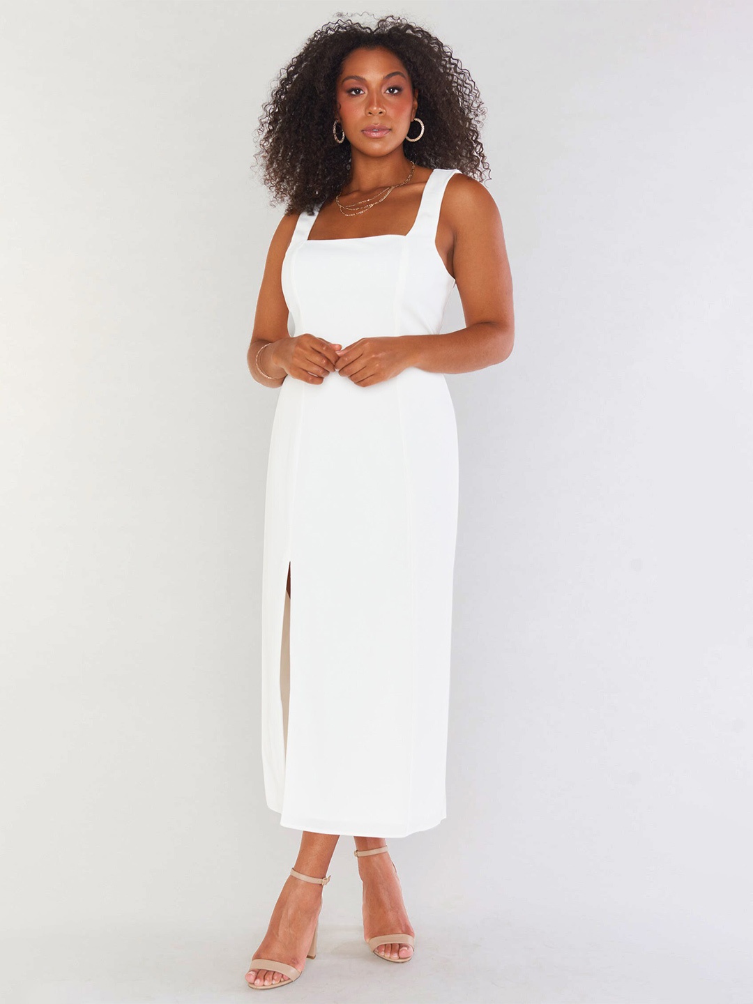 

StyleCast White Square Neck Bodycon Party Midi Dress