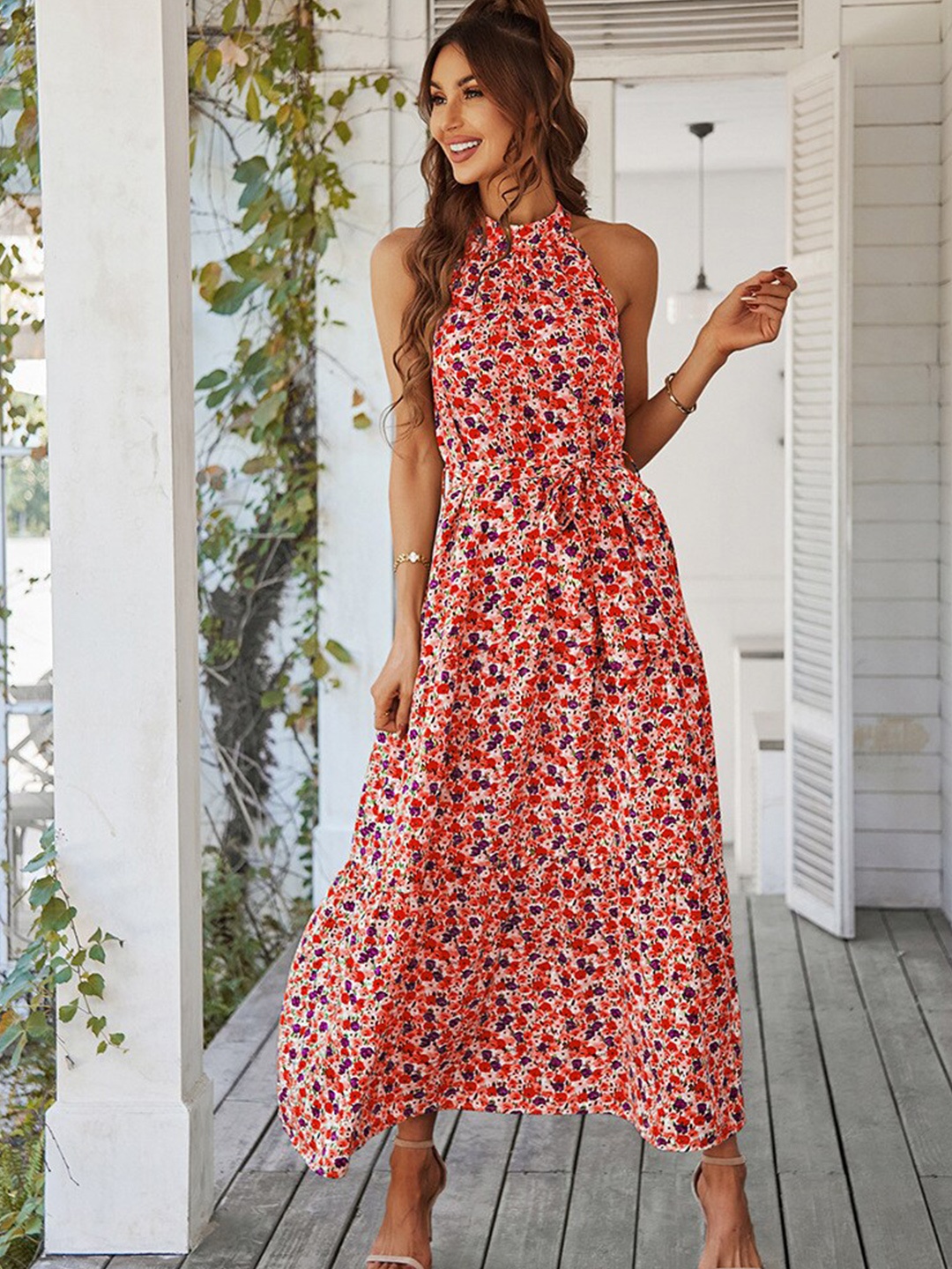 

StyleCast Floral Printed High Neck Maxi Dress, Pink