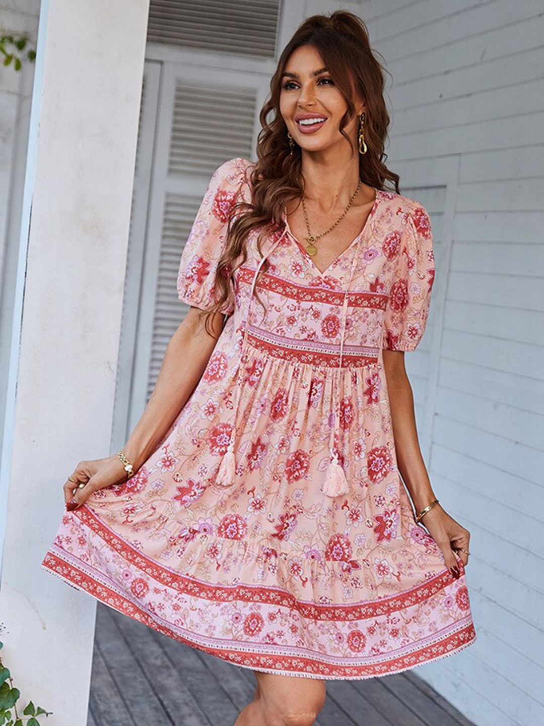 

StyleCast Floral Printed A-Line Dress, Pink