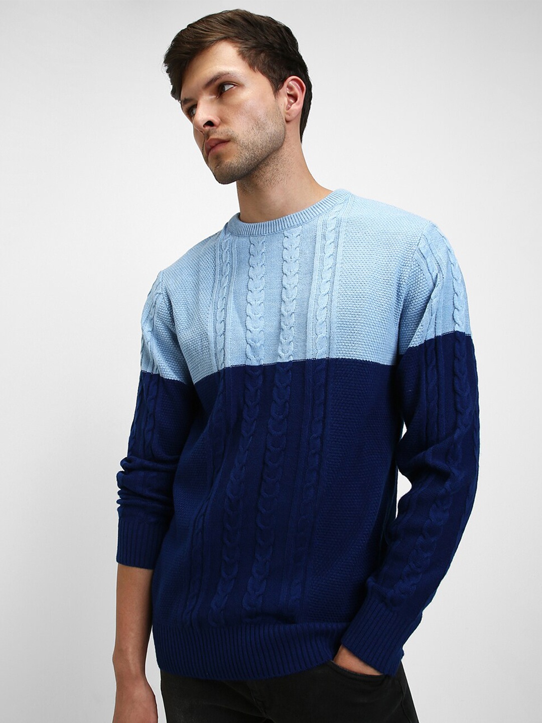 

Dennis Lingo Cable Knit Acrylic Pullover Sweater, Blue