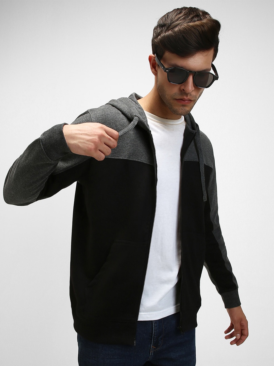 

Dennis Lingo Hooded Front-Open Sweatshirt, Grey