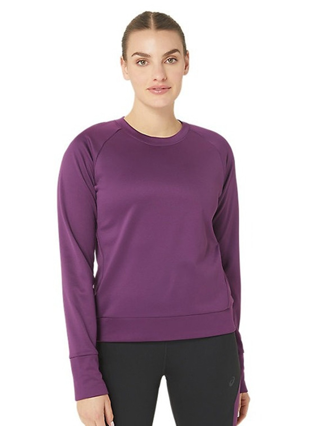 

ASICS Brushed Mobility Knit Pullover High Neck Raglan Sleeves T-shirt, Purple
