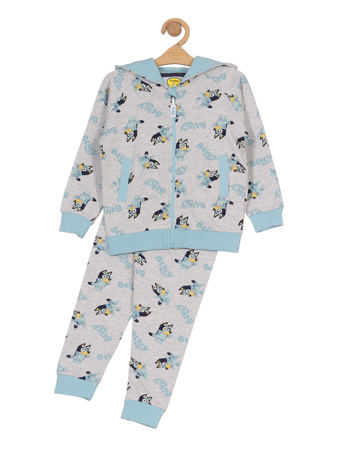 

Lil Lollipop Girls Printed Hooded Neck Long Sleeve Pure Cotton Clothing Set, Grey